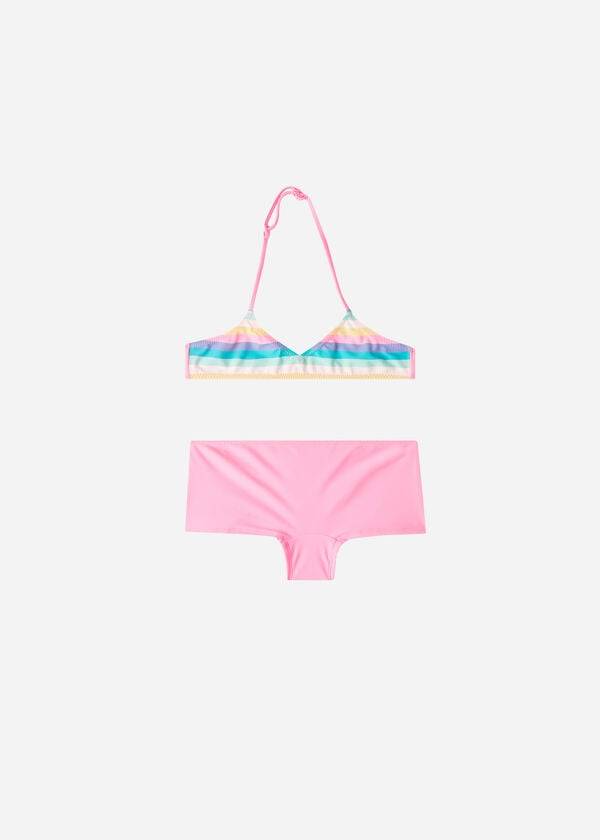 pink calzedonia two-piece sole kids swimsuits