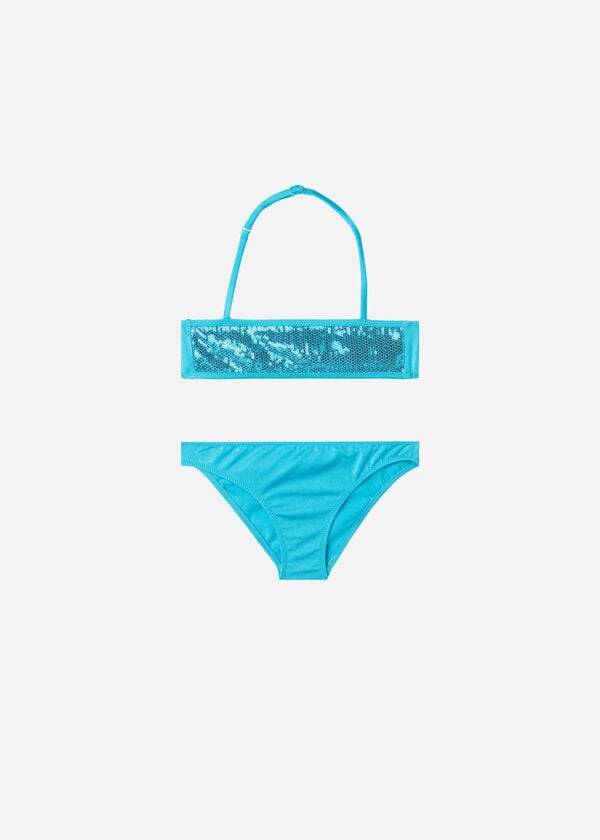 kids calzedonia two-piece triangle cannes swimsuits turquoise