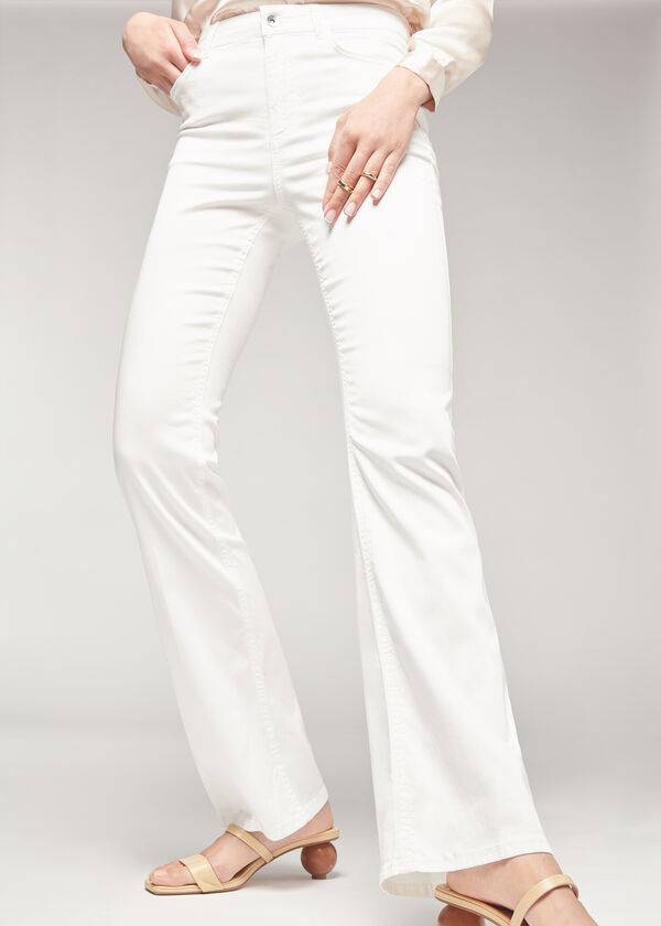 calzedonia eco light flared denim womens jeans white