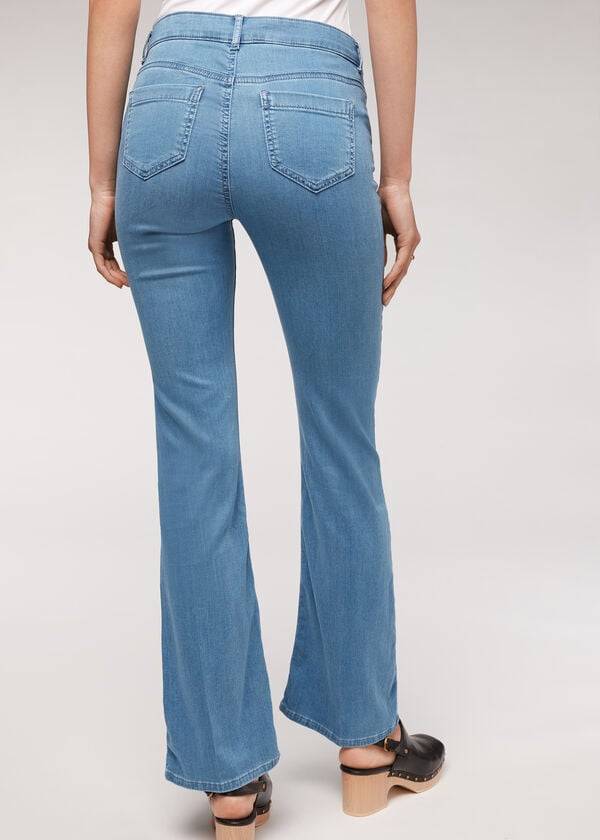 blue calzedonia eco light flared denim womens jeans