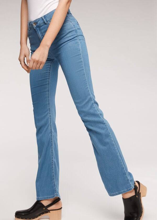 blue calzedonia eco light flared denim womens jeans