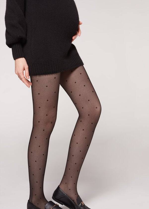 black calzedonia maternity polka dot womens tight