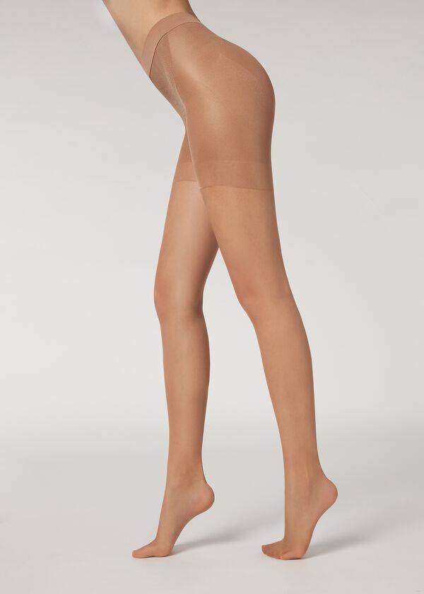 brown calzedonia 15 denier total shaper sheer womens tight