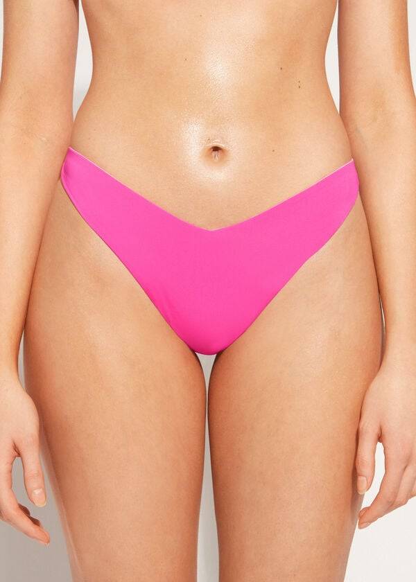 pink womens calzedonia high cut brazilian indonesia eco bikini bottoms