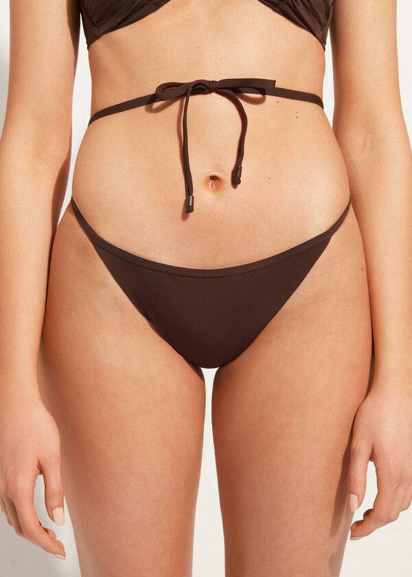 coffee brown womens calzedonia high-cut brazilian islamorada bikini bottoms