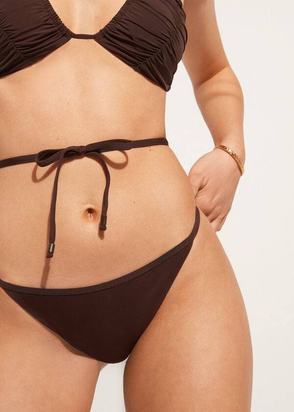 coffee brown womens calzedonia high-cut brazilian islamorada bikini bottoms