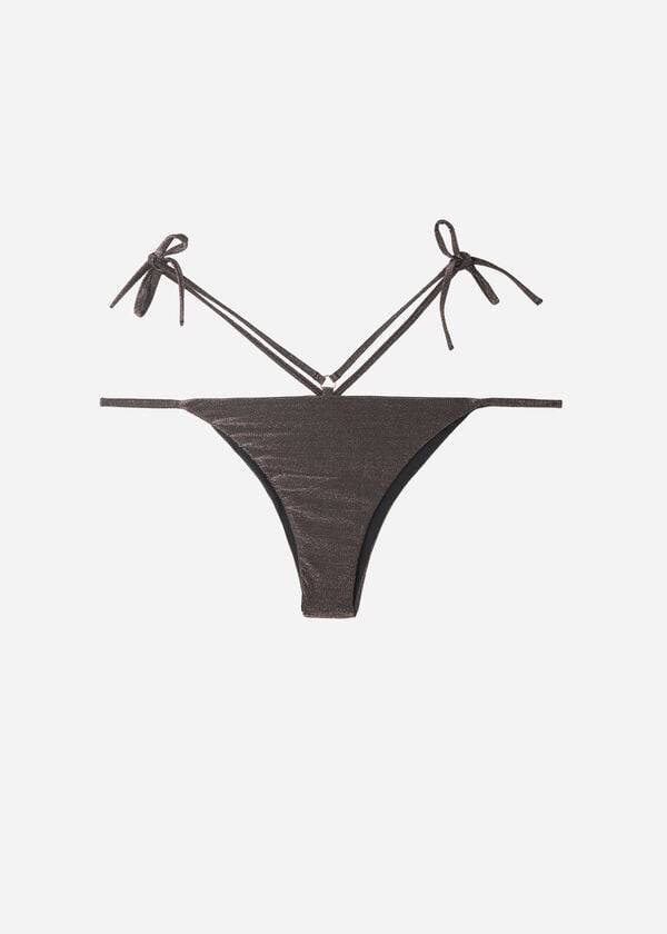 calzedonia lamé brazilian side string hollywood womens bikini bottoms black