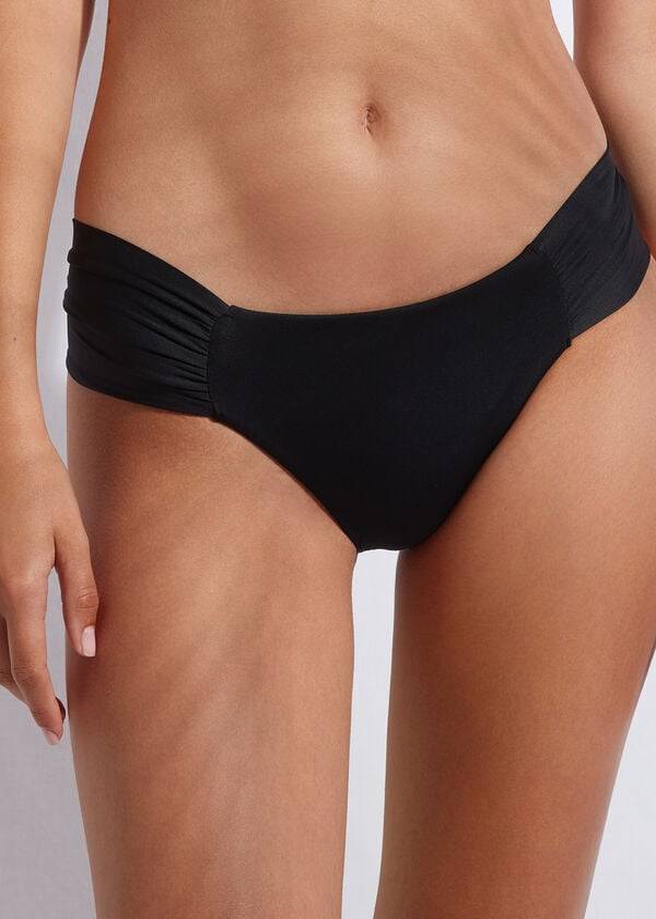 womens calzedonia ruffled indonesia bikini bottoms black
