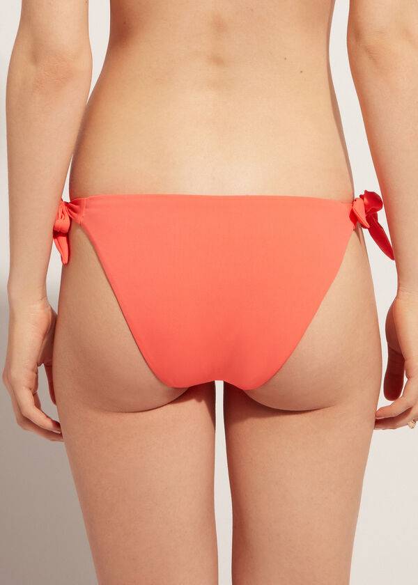 coral orange calzedonia side tie corfù womens bikini bottoms