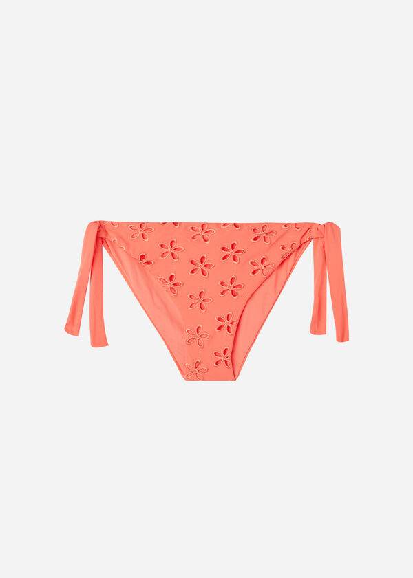 coral orange calzedonia side tie corfù womens bikini bottoms