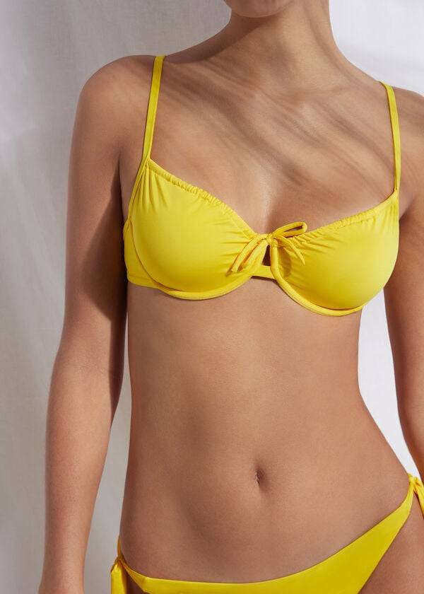 womens calzedonia balconette indonesia eco bikini tops yellow