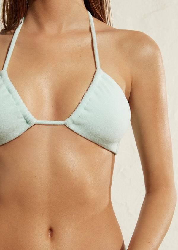 calzedonia drawstring bandeau beverly hills eco womens bikini tops blue