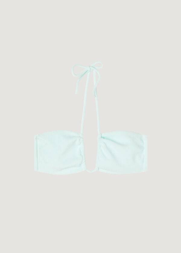 calzedonia drawstring bandeau beverly hills eco womens bikini tops blue