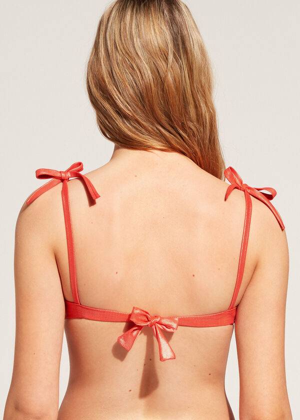 womens calzedonia graduated padded push up antigua bikini tops coral orange