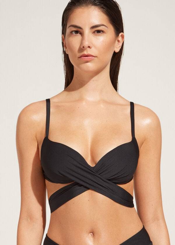 black womens calzedonia graduated padded push up indonesia bikini tops