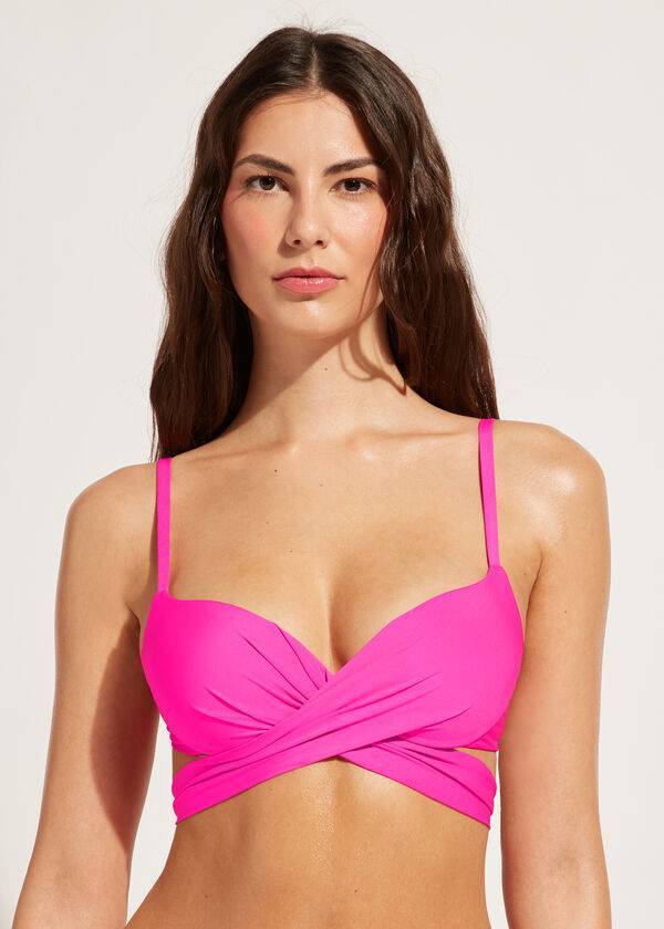 pink womens calzedonia graduated padded push up indonesia bikini tops
