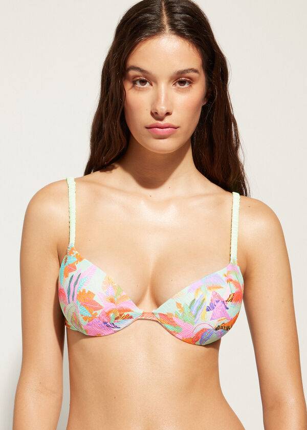 calzedonia graduated padded push-up tahiti womens bikini tops green