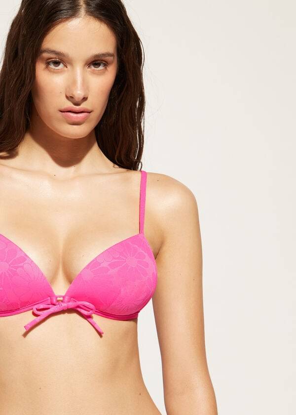 pink womens calzedonia graduated padded triangle antibes bikini tops