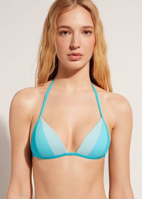 turquoise calzedonia graduated padded triangle azzorre womens bikini tops