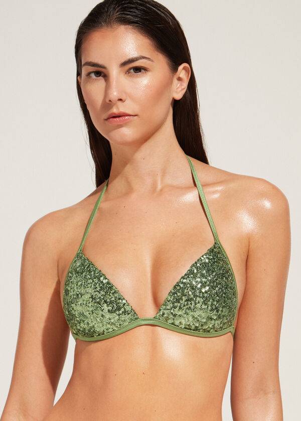 green womens calzedonia graduated padded triangle cannes bikini tops