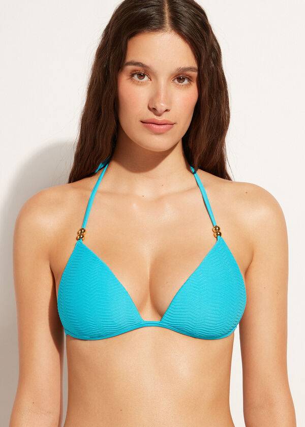 turquoise calzedonia graduated padded triangle casablanca womens bikini tops
