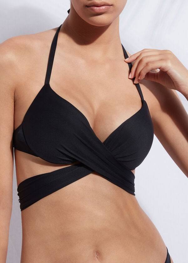 black womens calzedonia graduated push-up indonesia bikini tops