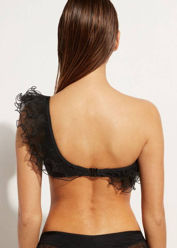 calzedonia lightly padded single strap bandeau singapore womens bikini tops black