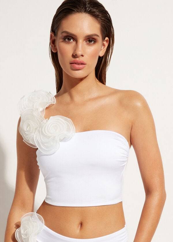 calzedonia one-shoulder bandeau bora bora womens bikini tops white