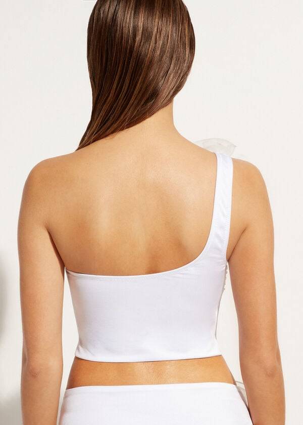 calzedonia one-shoulder bandeau bora bora womens bikini tops white