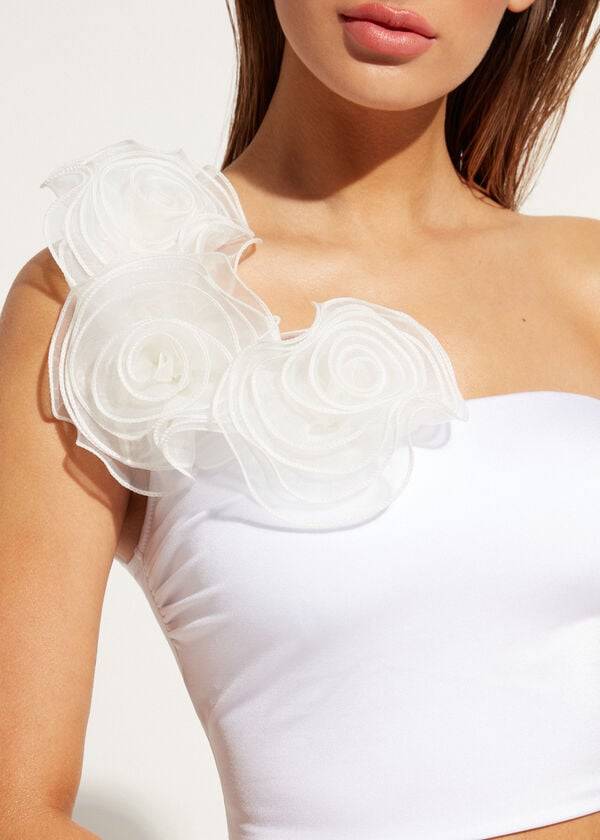 calzedonia one-shoulder bandeau bora bora womens bikini tops white