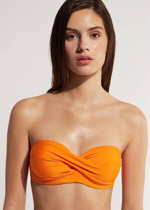 orange calzedonia padded bandeau indonesia womens bikini tops