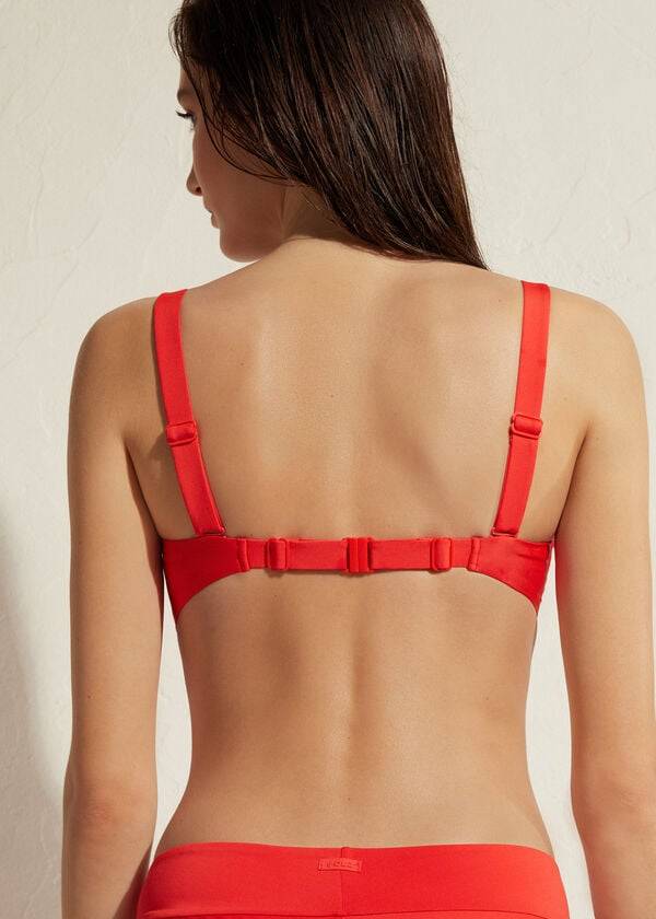 womens calzedonia padded bandeau indonesia bikini tops red