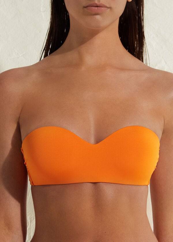 calzedonia padded bandeau indonesia eco womens bikini tops orange