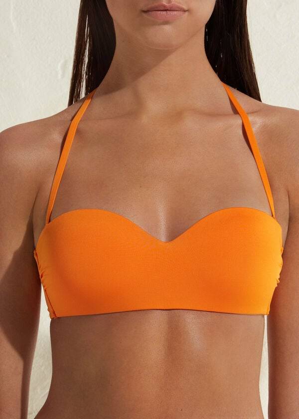 calzedonia padded bandeau indonesia eco womens bikini tops orange