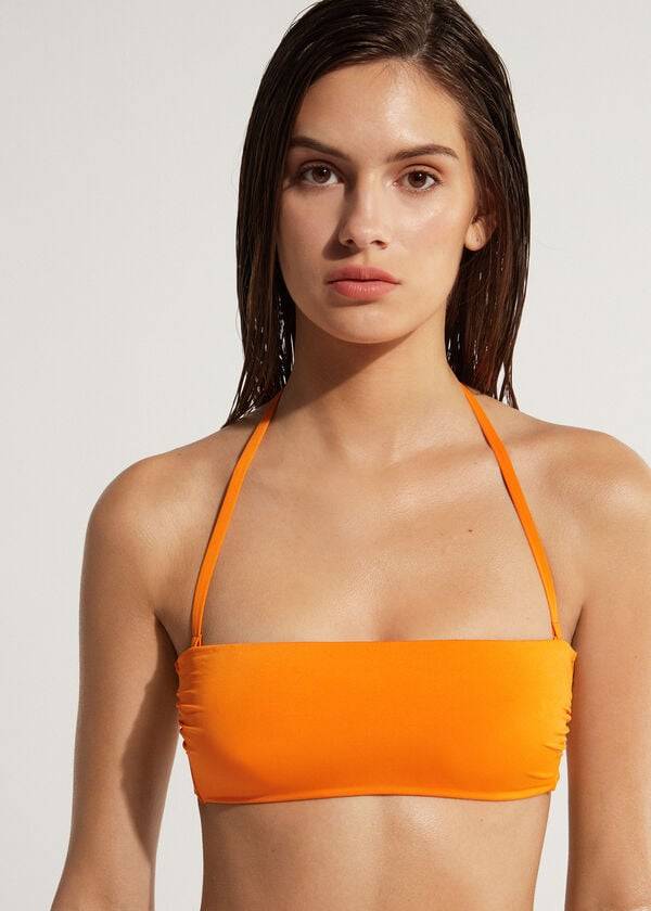 calzedonia padded bandeau indonesia eco strapless womens bikini tops orange