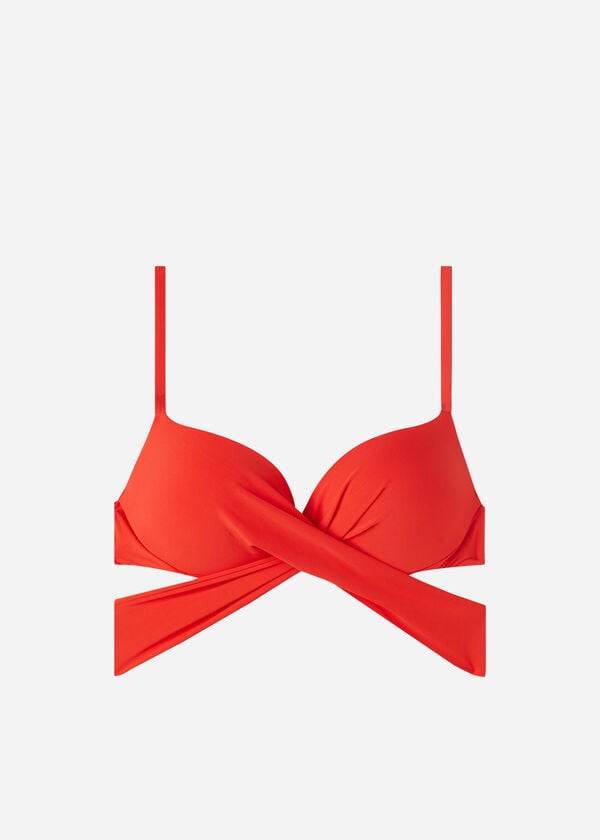 red womens calzedonia padded push up indonesia eco bikini tops