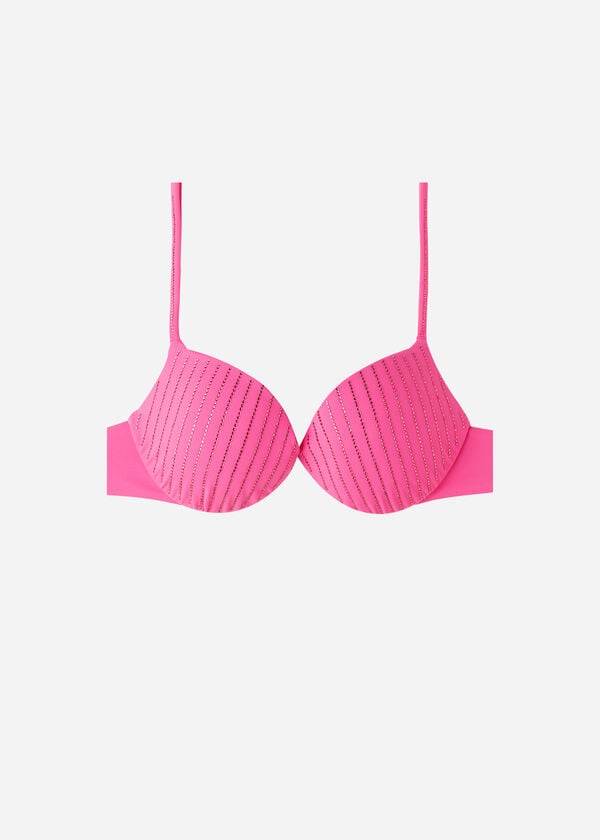 pink womens calzedonia padded push up shanghai bikini tops