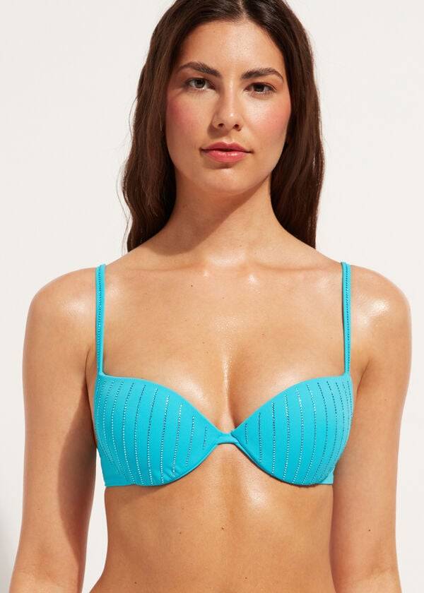turquoise calzedonia padded push up shanghai womens bikini tops