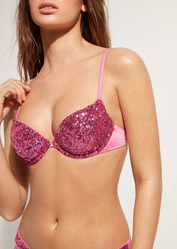 calzedonia padded push-up cannes rosa womens bikini tops pink