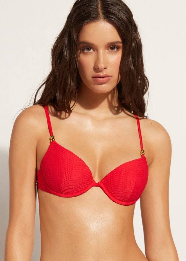 red womens calzedonia padded push-up casablanca bikini tops