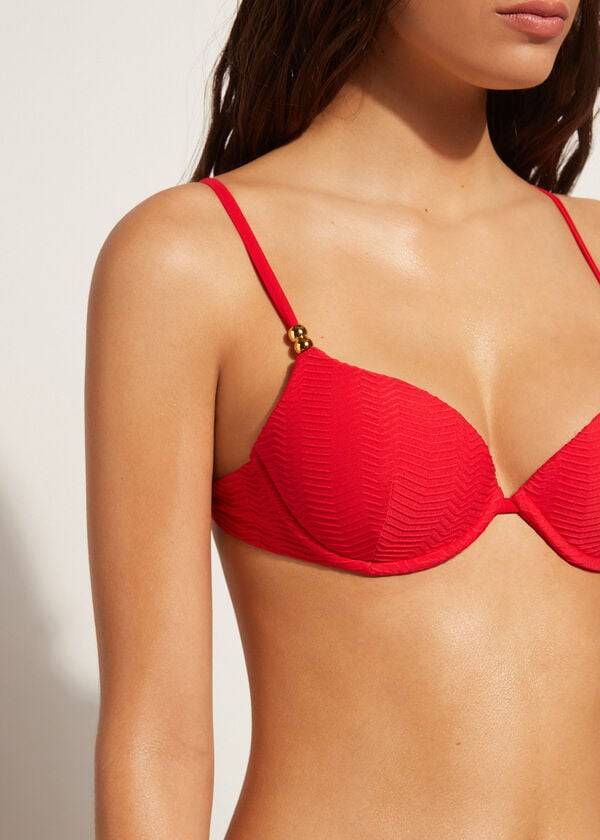 red womens calzedonia padded push-up casablanca bikini tops