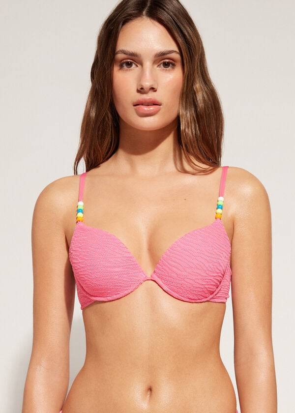pink womens calzedonia padded push-up san diego bikini tops