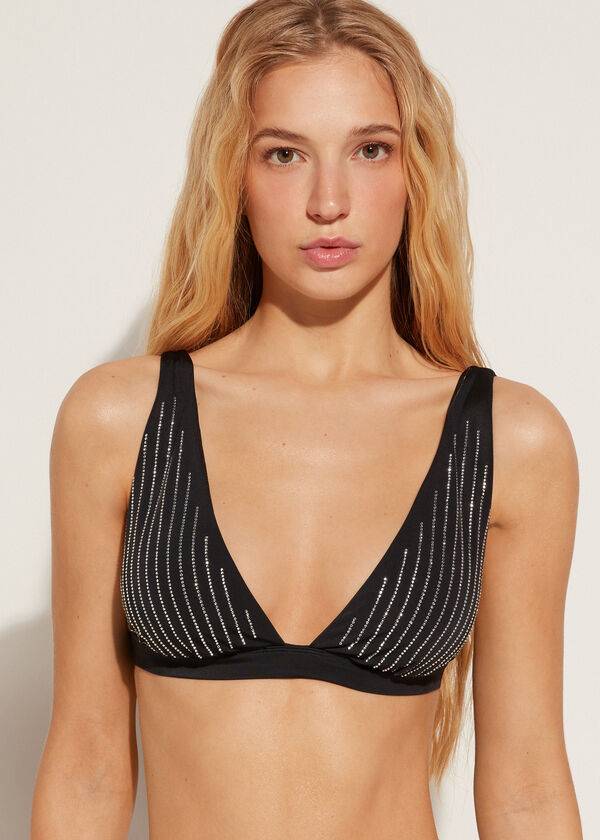 calzedonia padded triangle shanghai womens bikini tops black