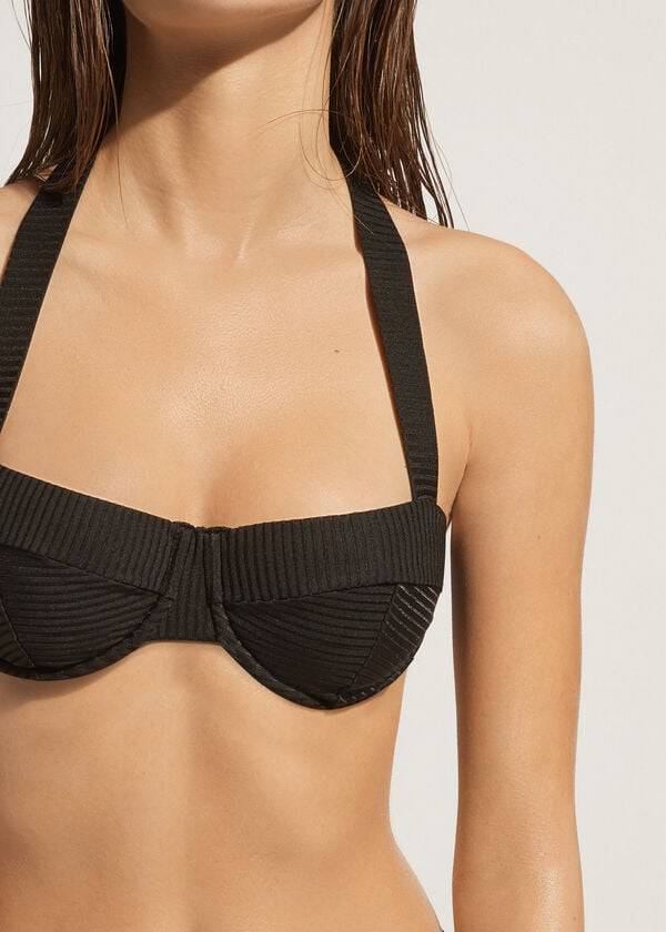 calzedonia push-up bandeau parigi womens bikini tops black