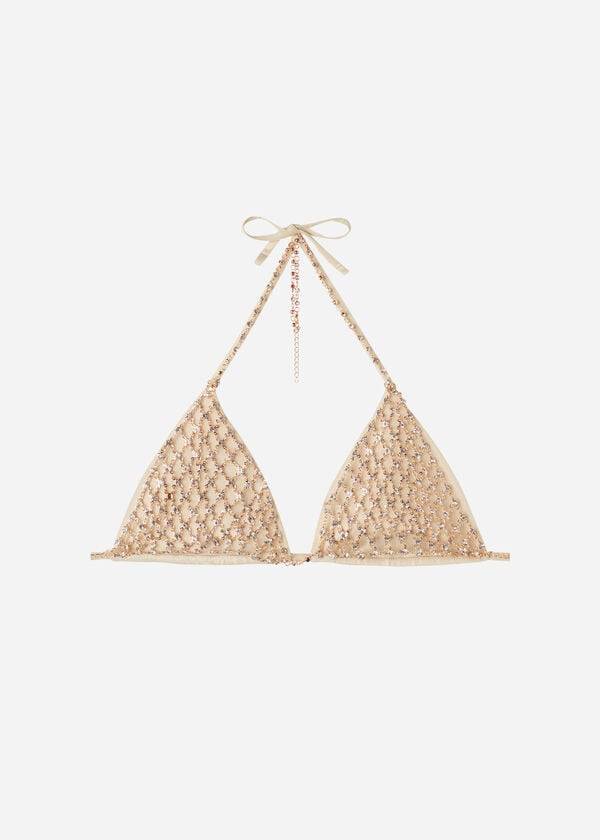 calzedonia rhinestone triangle string luxor womens bikini tops gold