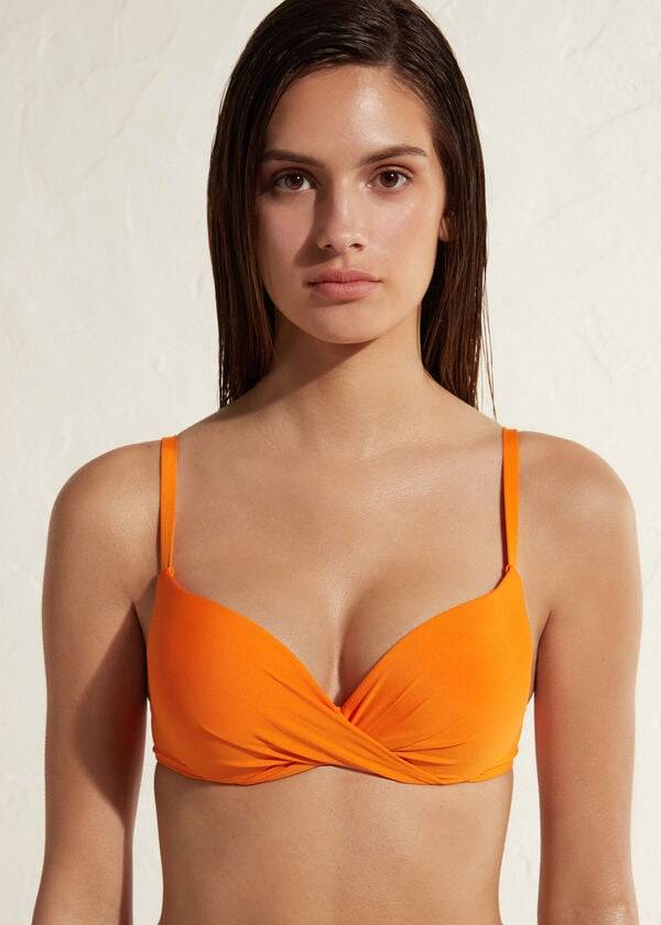 orange womens calzedonia super padded push up indonesia eco bikini tops