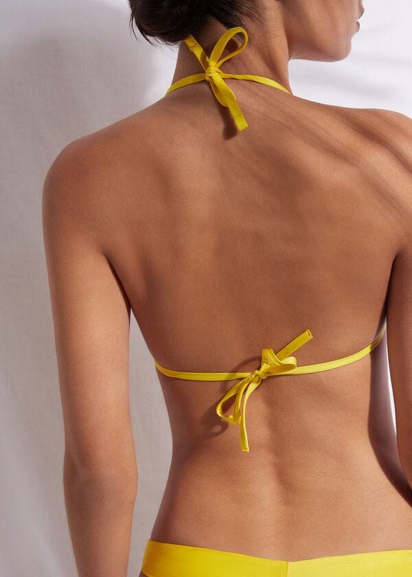 yellow womens calzedonia triangle string indonesia eco bikini tops