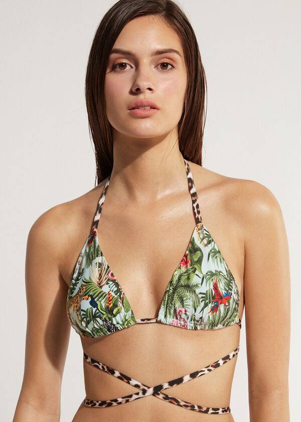 green womens calzedonia triangle string nairobi eco bikini tops