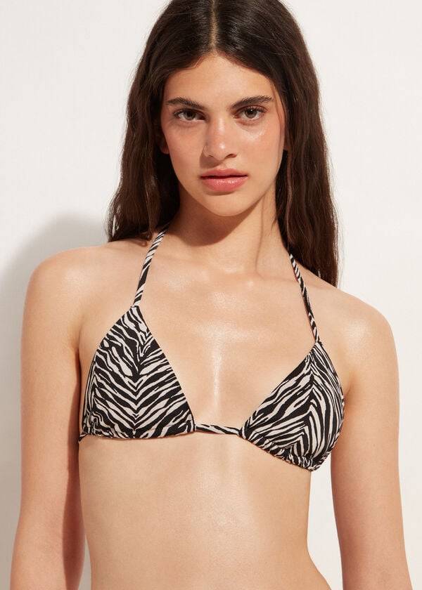 calzedonia triangle string zebra nairobi womens bikini tops black