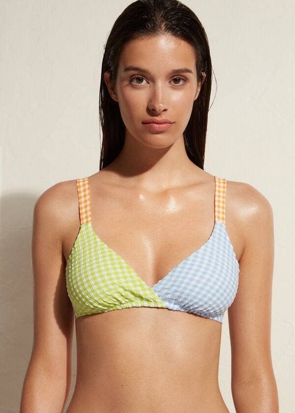 womens calzedonia triangle valencia bikini tops green blue